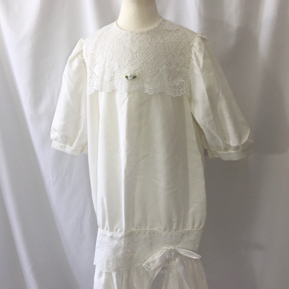 Vintage 80s Just Peachy White Dress Communion Veil - Picture 10 of 13